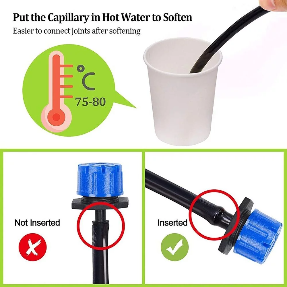 50*Adjustable Water Flow Irrigation Drippers Sprinkler Emitter Drip-System