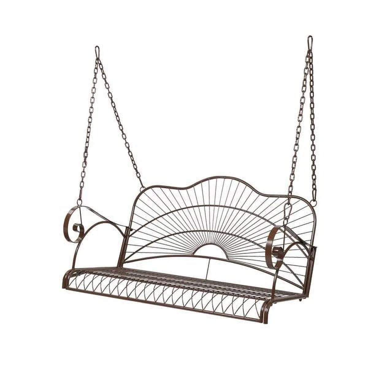 Outdoor Garden Iron Wire Double Swing Chair Dark Brown（Swing frames not included）