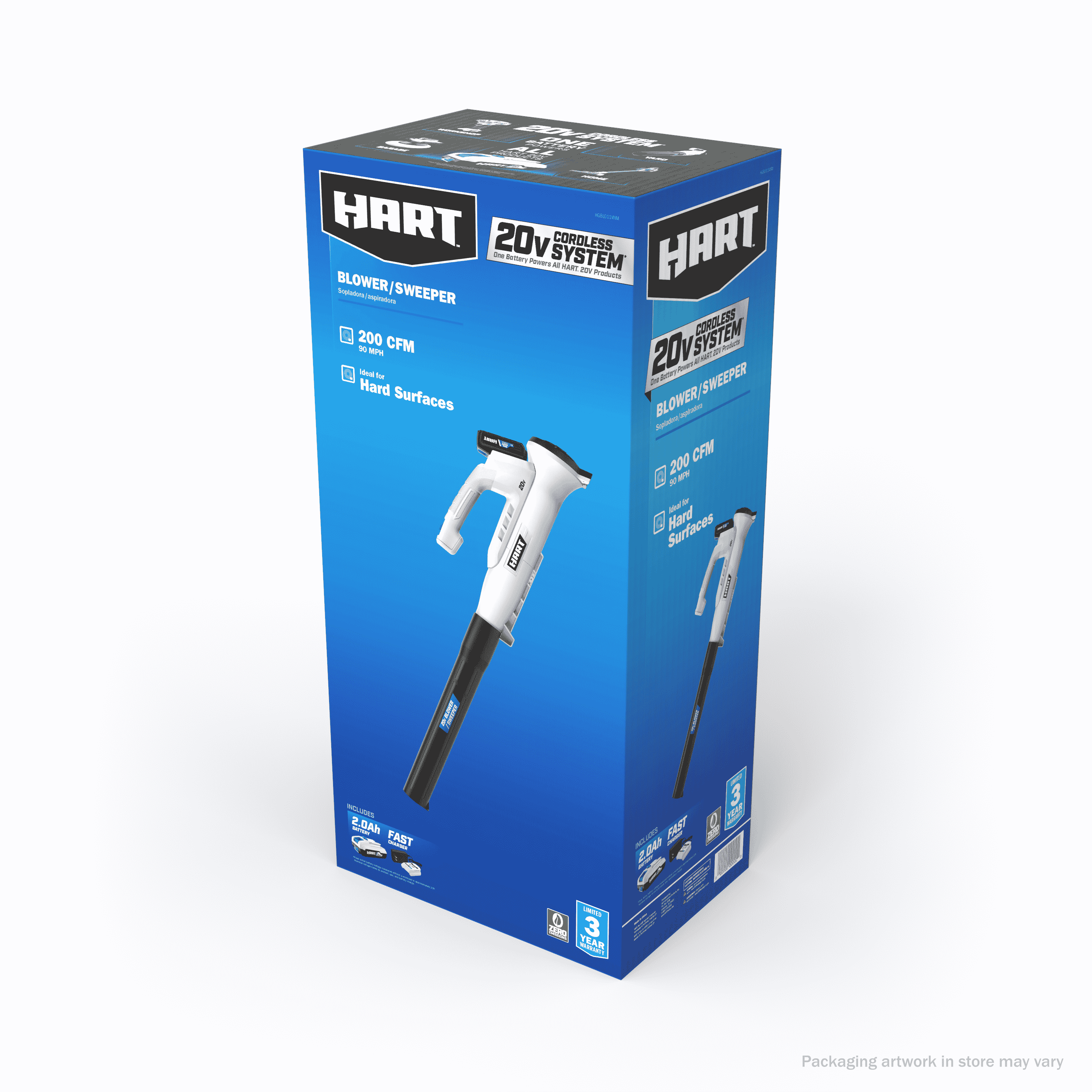 Hart 20-Volt 200 CFM Bazooka Blower Kit, (1) 20-Volt 2Ah Lithium-Ion Battery and Charger