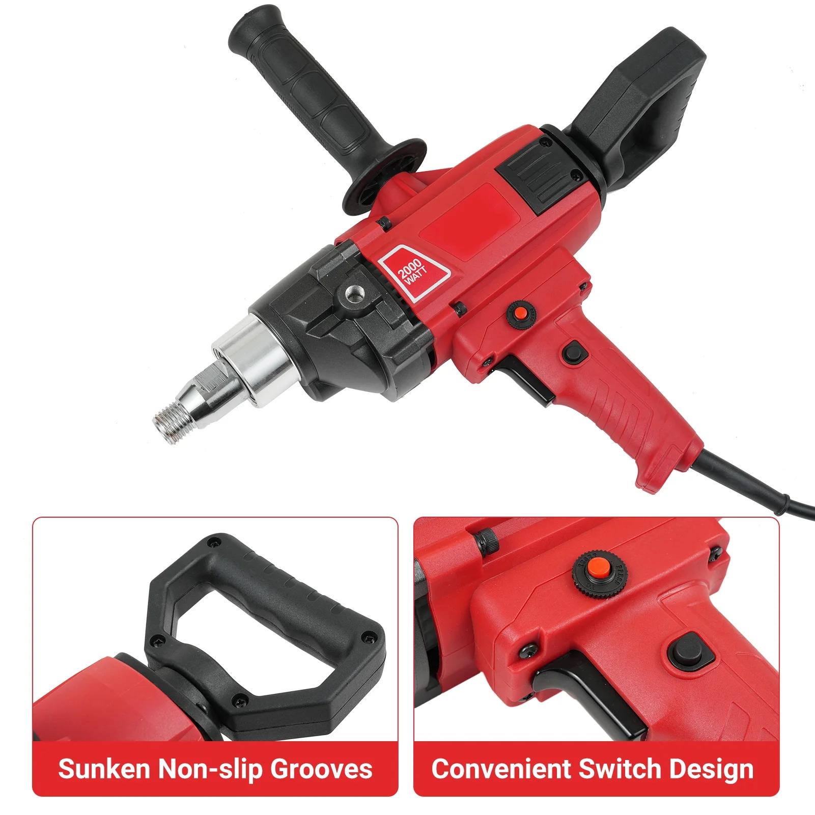 Efficient Post Hole Digging moobody 2000W Drill Mixer Set with Spade Handle