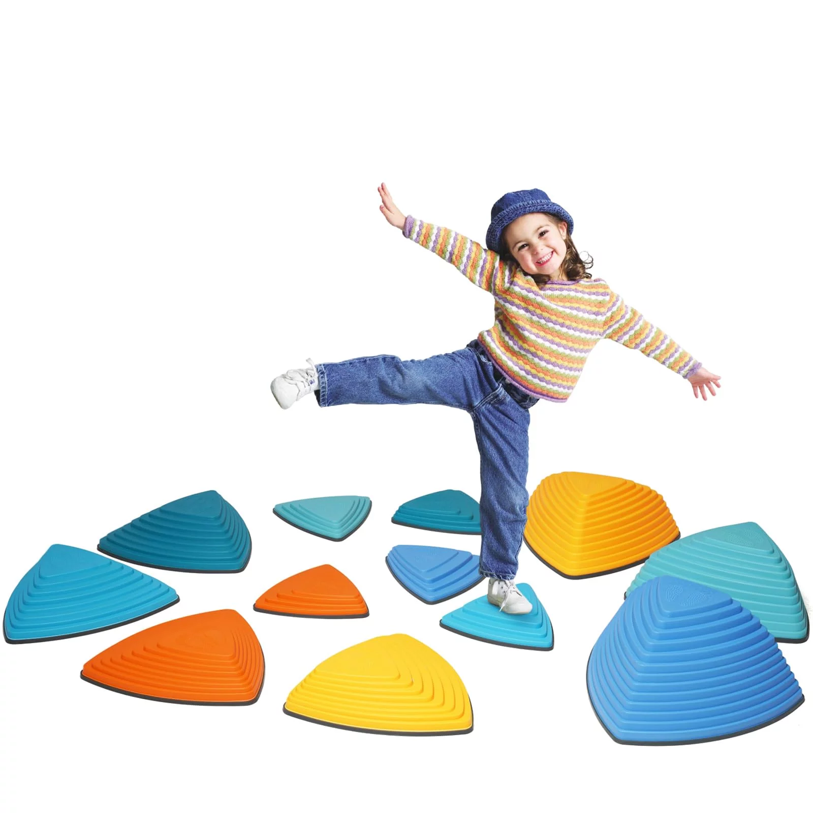 12Pcs Stepping Stones for Kids Anti-skidding Stepping Stones Set Balance Blocks Indoor & Outdoor Fitness Equipment Promotes Balance Coordination & Strength