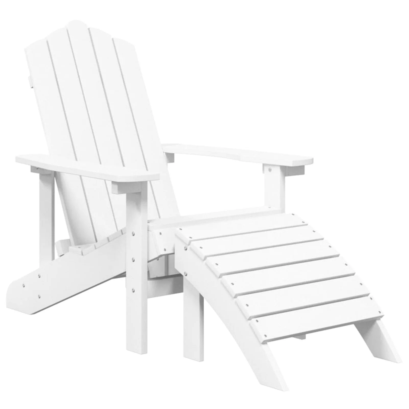OWSOO Patio Adirondack Chair with Footstool HDPE White
