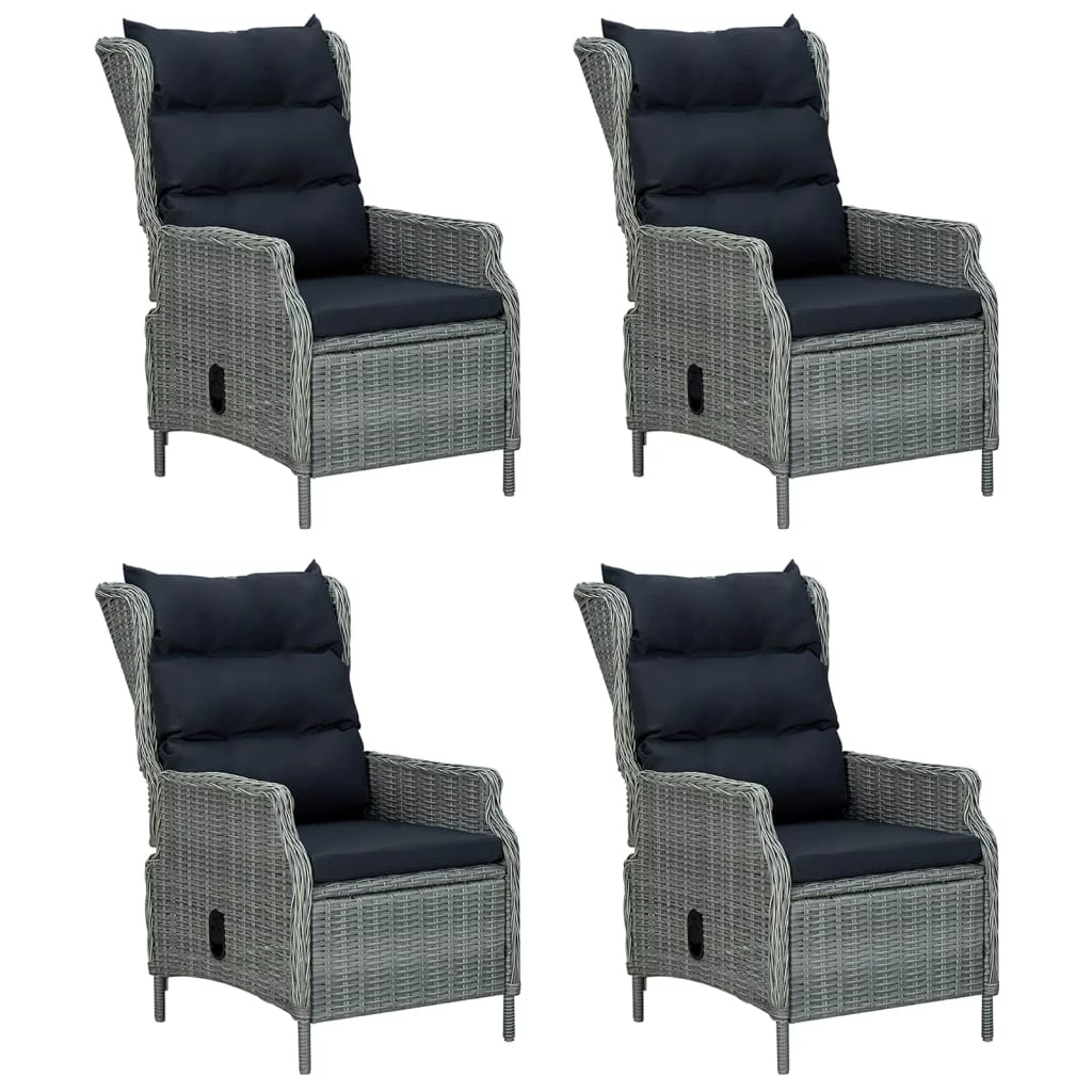Anself 5 Piece Patio Dining Set Gray Poly Rattan