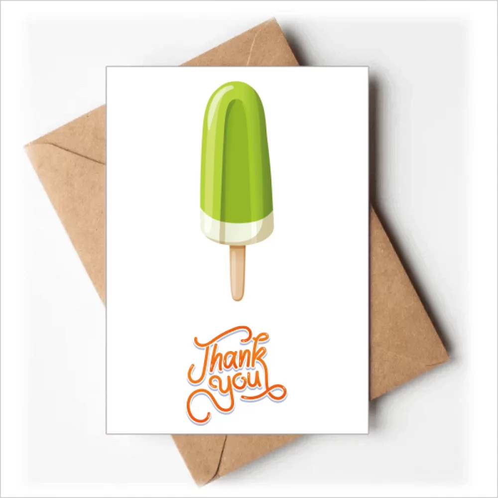 Green Mung Bean Popsicle Sweet Ice Thank You Cards Envelopes Blank Note