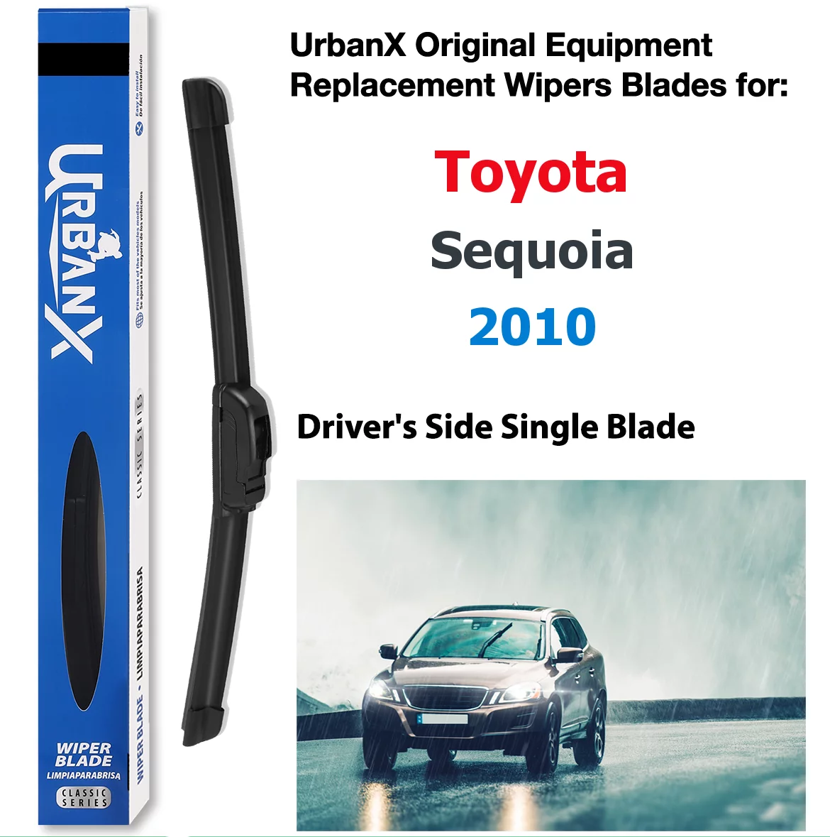 Urbanx 2-In-1 All Seasons Water Repellency Original Equipment Replacement Wiper Blades For 2010 Toyota Sequoia 26