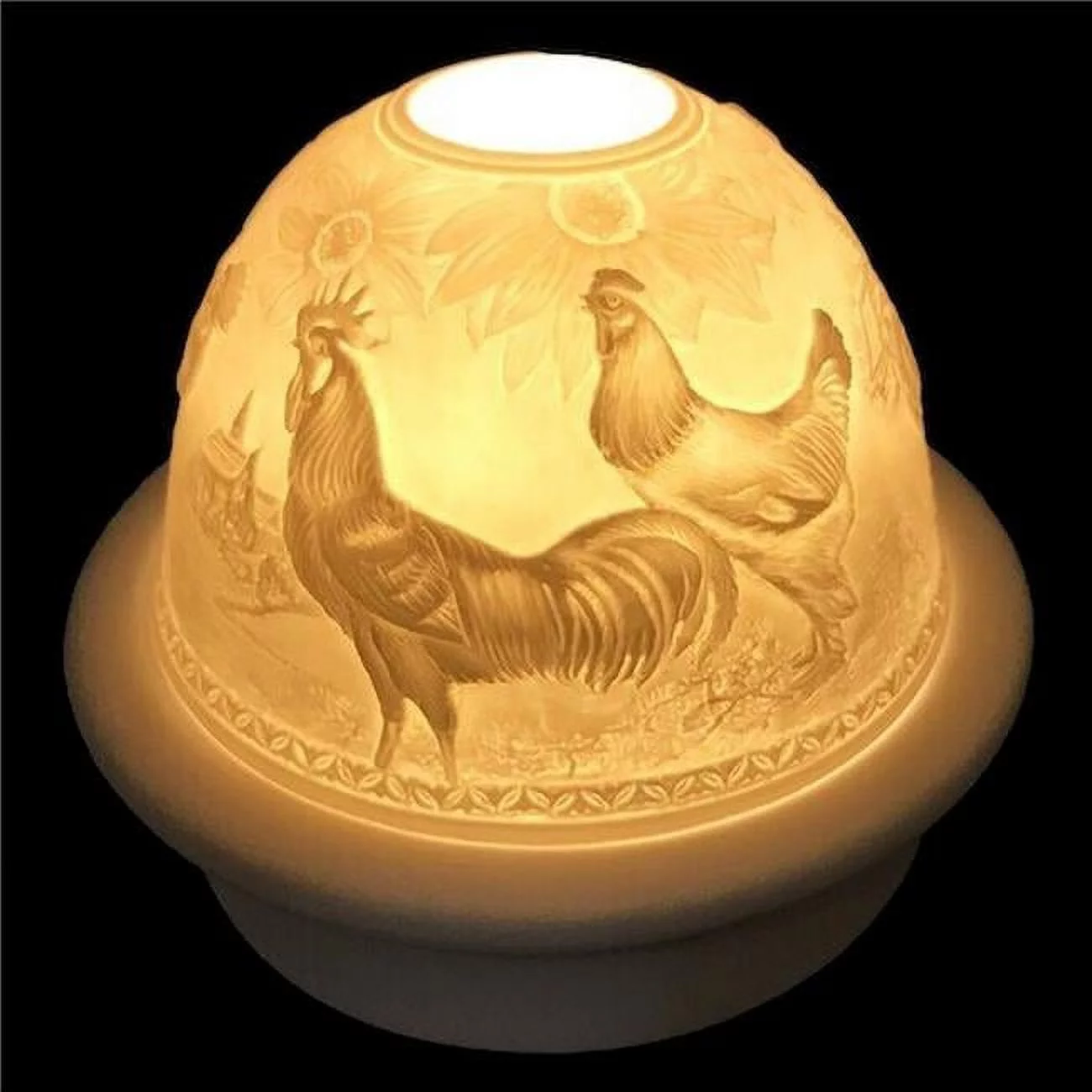 Mr. MJs HO-CDL-12006 Roosters Tea Light Dome Candle Holder