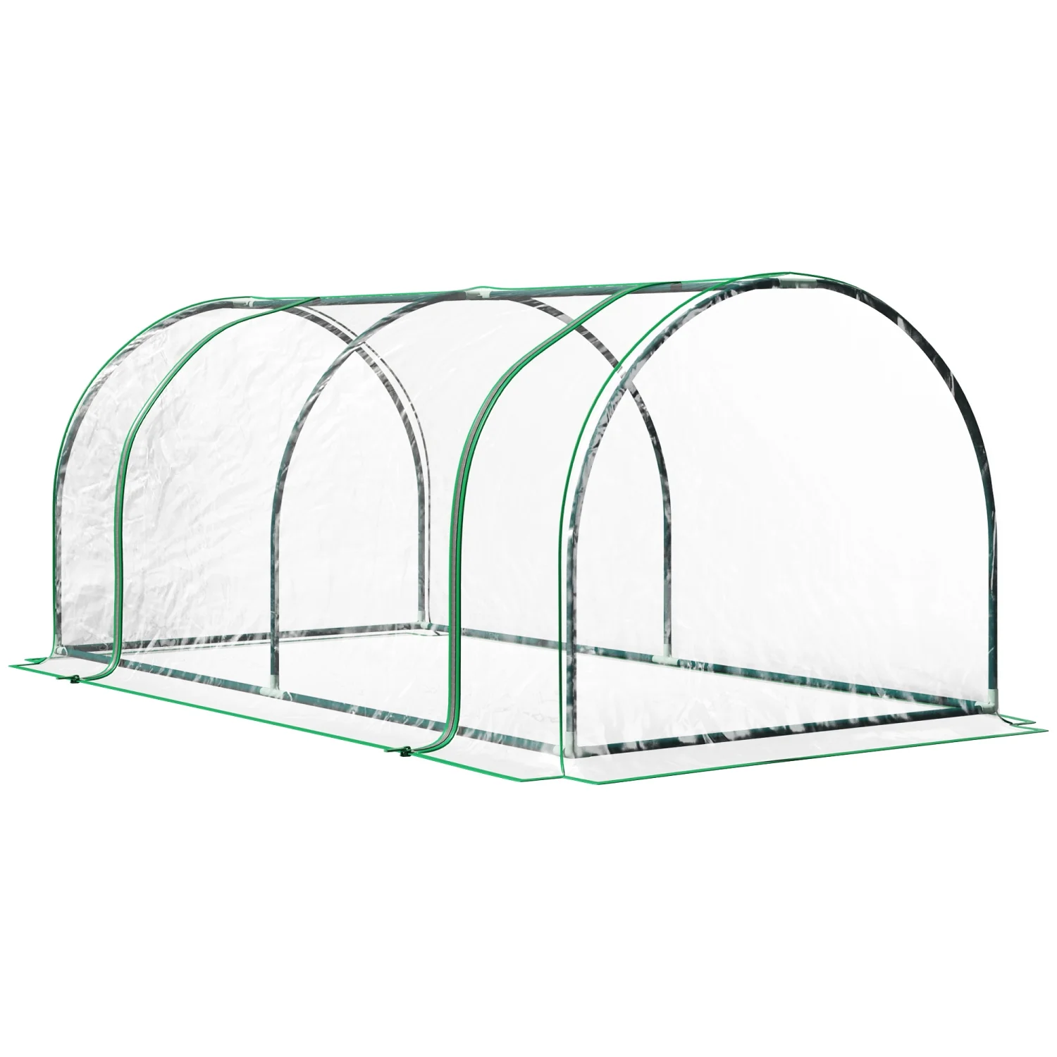 GFSXVNU Mini Greenhouse  Waterproof Cloche Cold Frame  7‘ L x 3‘ W x 2.5‘ H Portable Hot House  4 Zippered Doors  Green