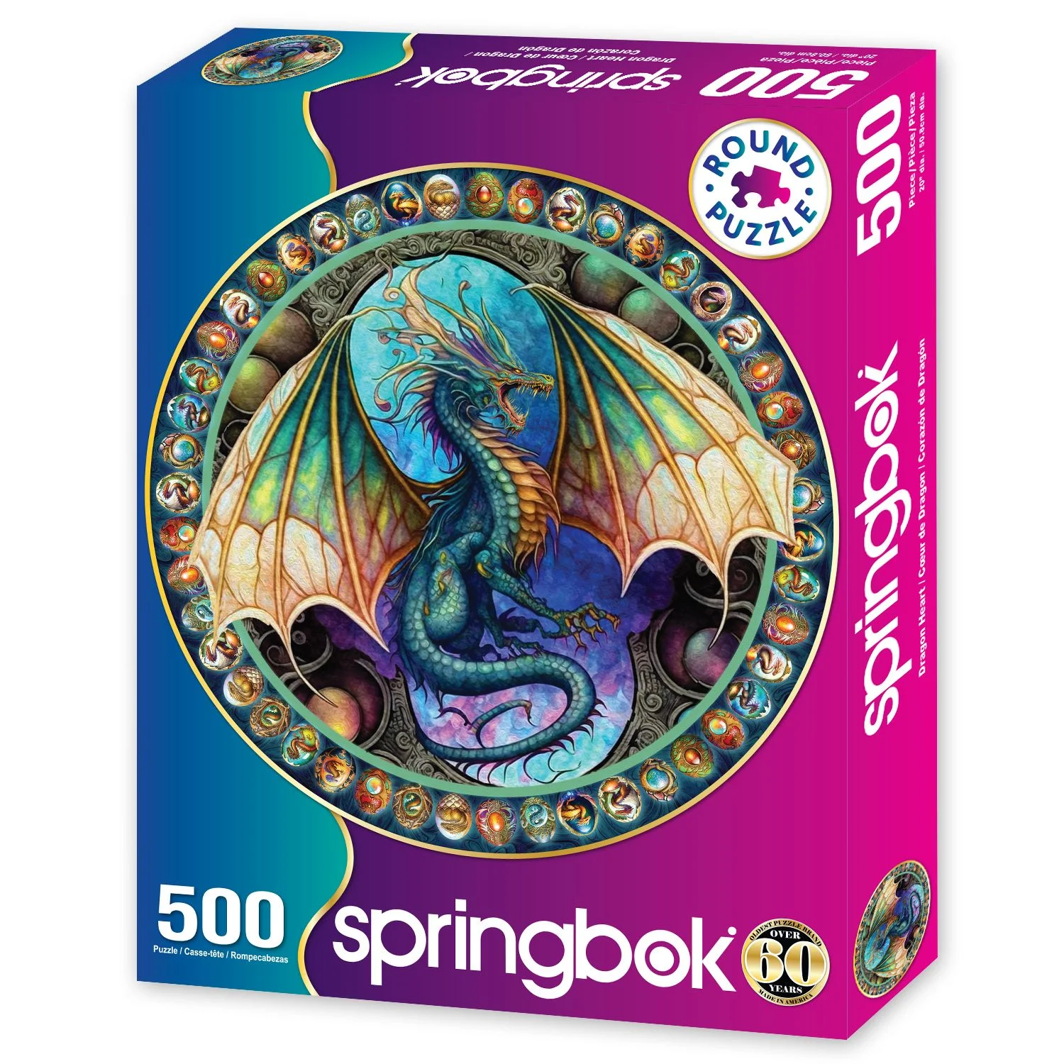 Springbok's Dragon Heart 500 Piece Round Jigsaw Puzzle - Made in USA - Unique Cut Pieces
