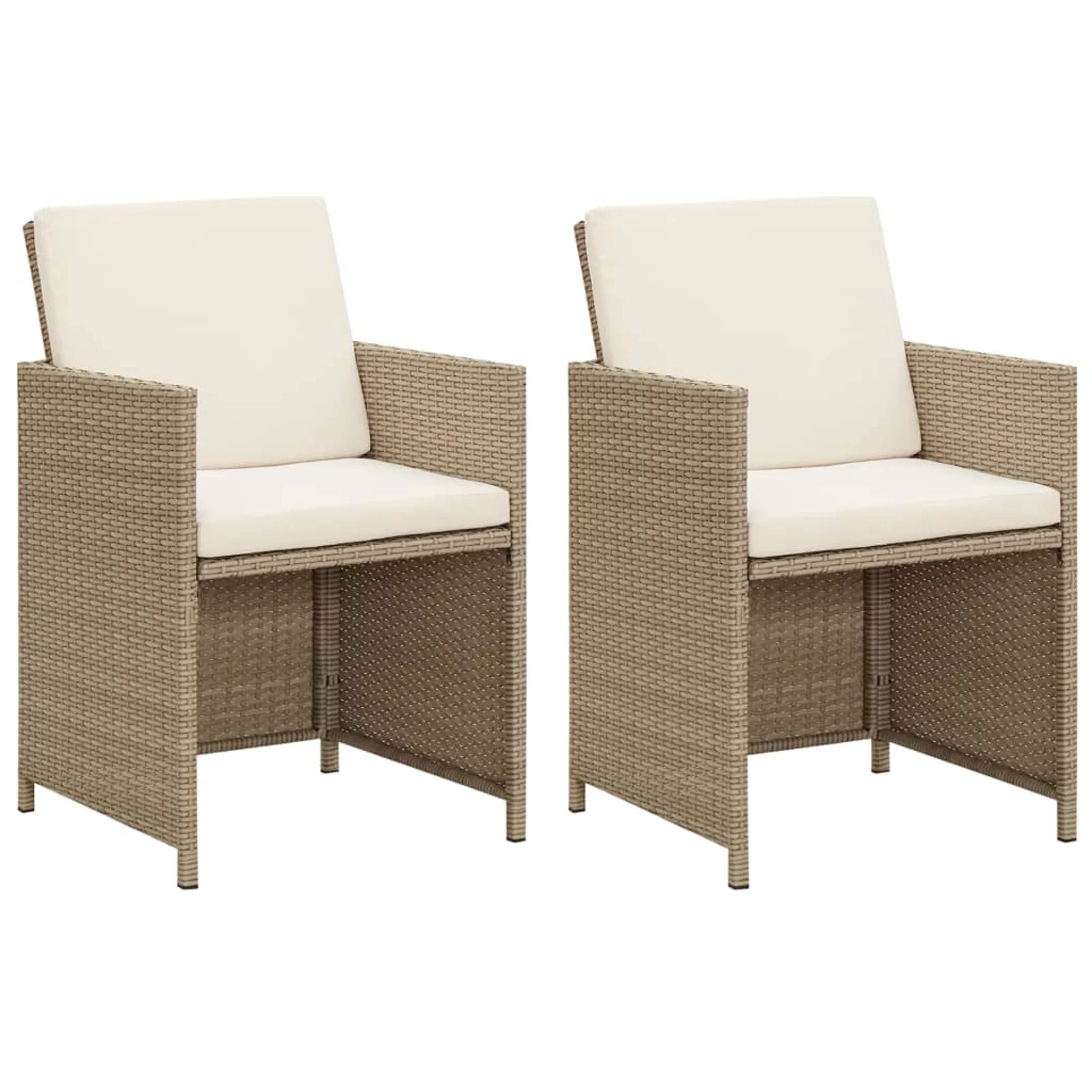moobody 2 Piece Patio Chairs with Cushions Poly Rattan Armchair  Dining Chair for Garden, Balcony, Backyard, Pool 20.5 x 22 x 33.5 Inches (W x D x H)