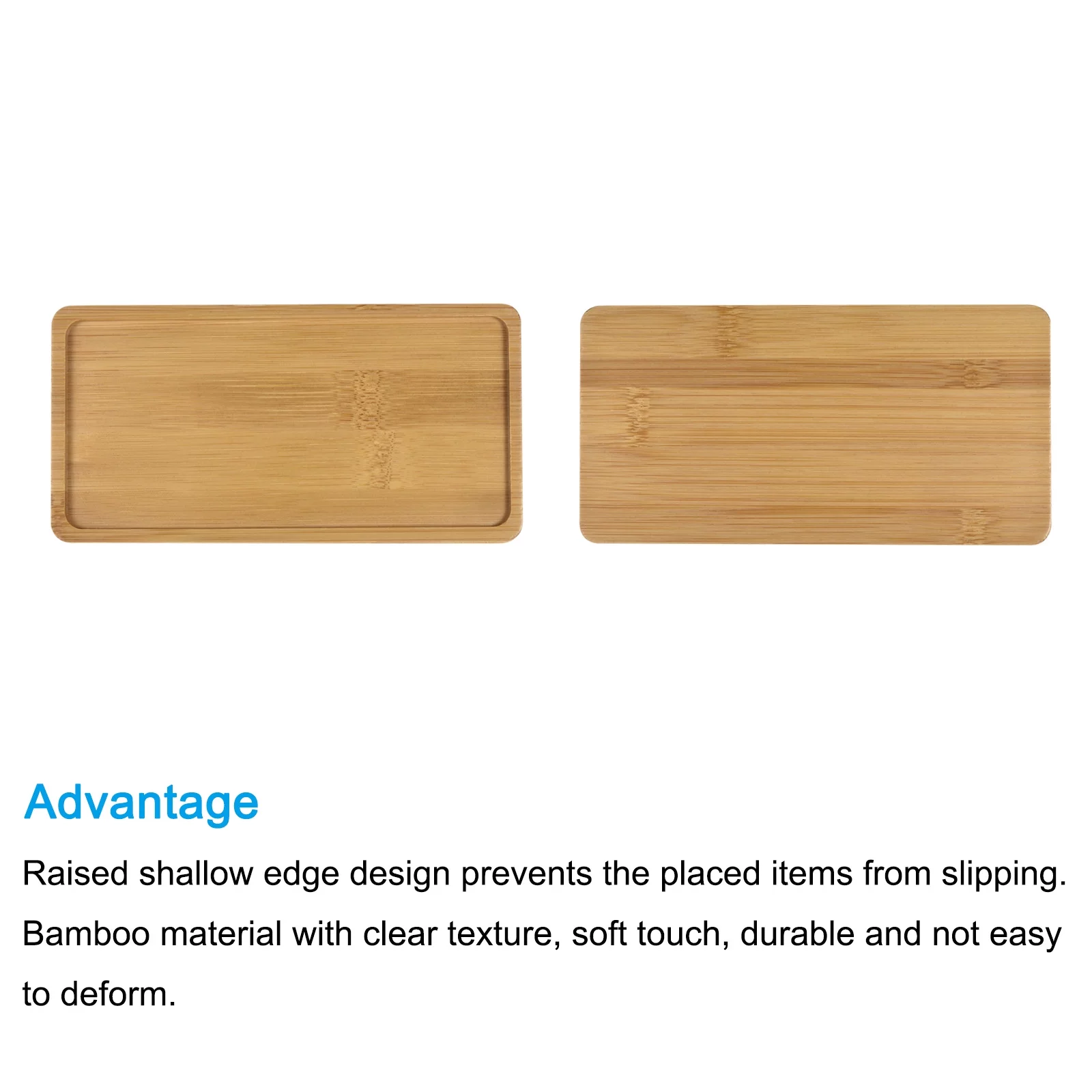 Unique Bargains 17.5x8.8cm Rectangular Bamboo Plant Flowerpot Drip Tray, 3 Pack