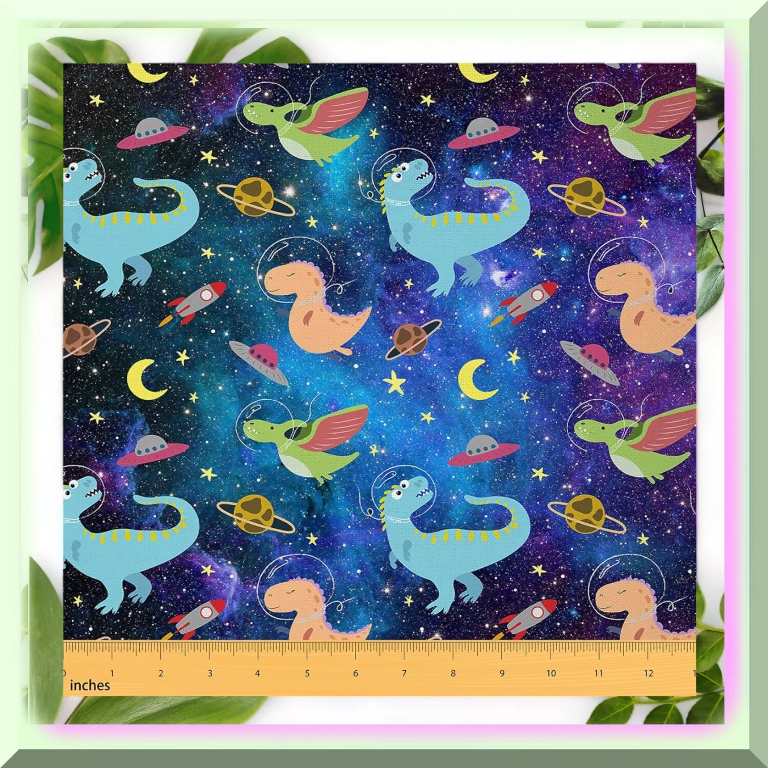 DinoGuard: Kids' Cosmic Waterproof Chair Fabric - 3 Yards of Cute Dinosaur Universe Print - Microfiber Upholstery for Reupholstery & Outdoor Decor
