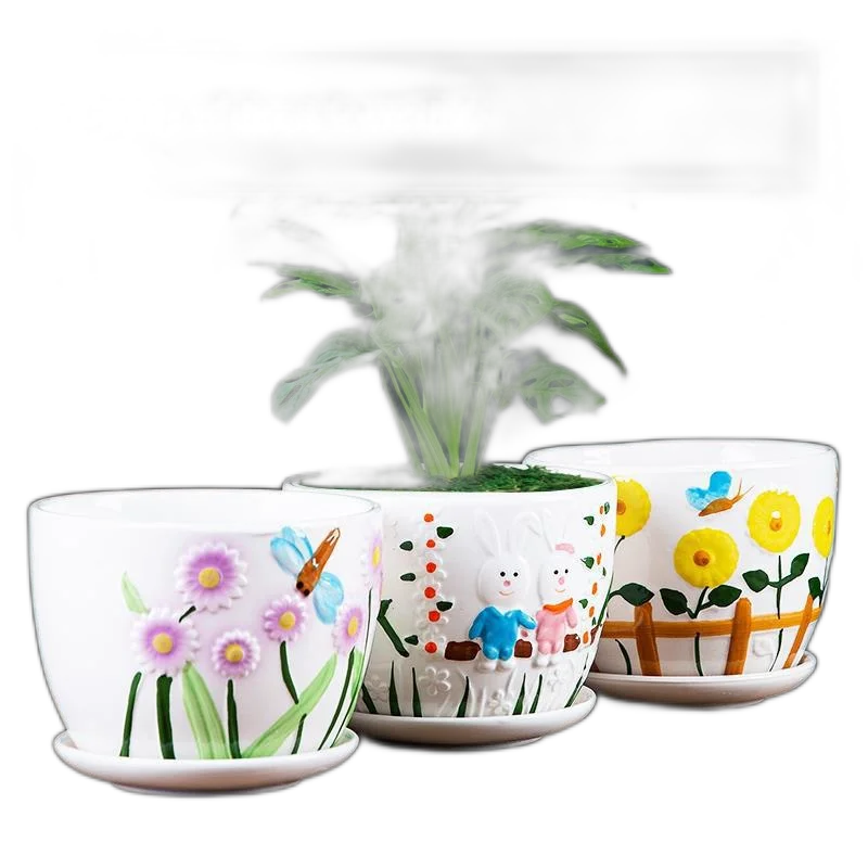 Flower Pot Ceramic Large Cartoons Green Dolo -Large Small Small Succession Plastic Flower Plant 303-Twinbird + Big Red Flower (2) Large Ceramic