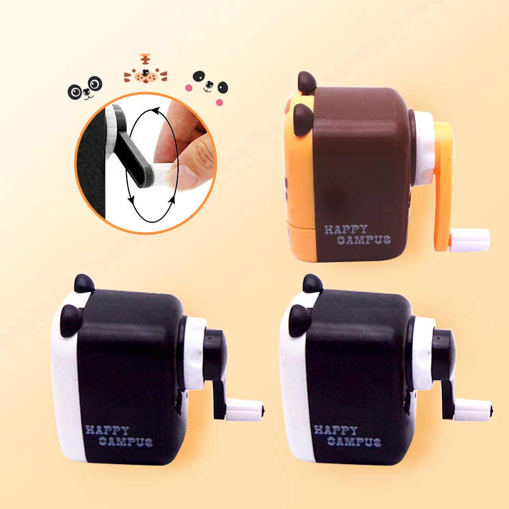 SENRISE Manual Pencil Sharpener Hand Crank Pen Cutter Tiger Panda Animal Shape Office School Students Cute Stationery