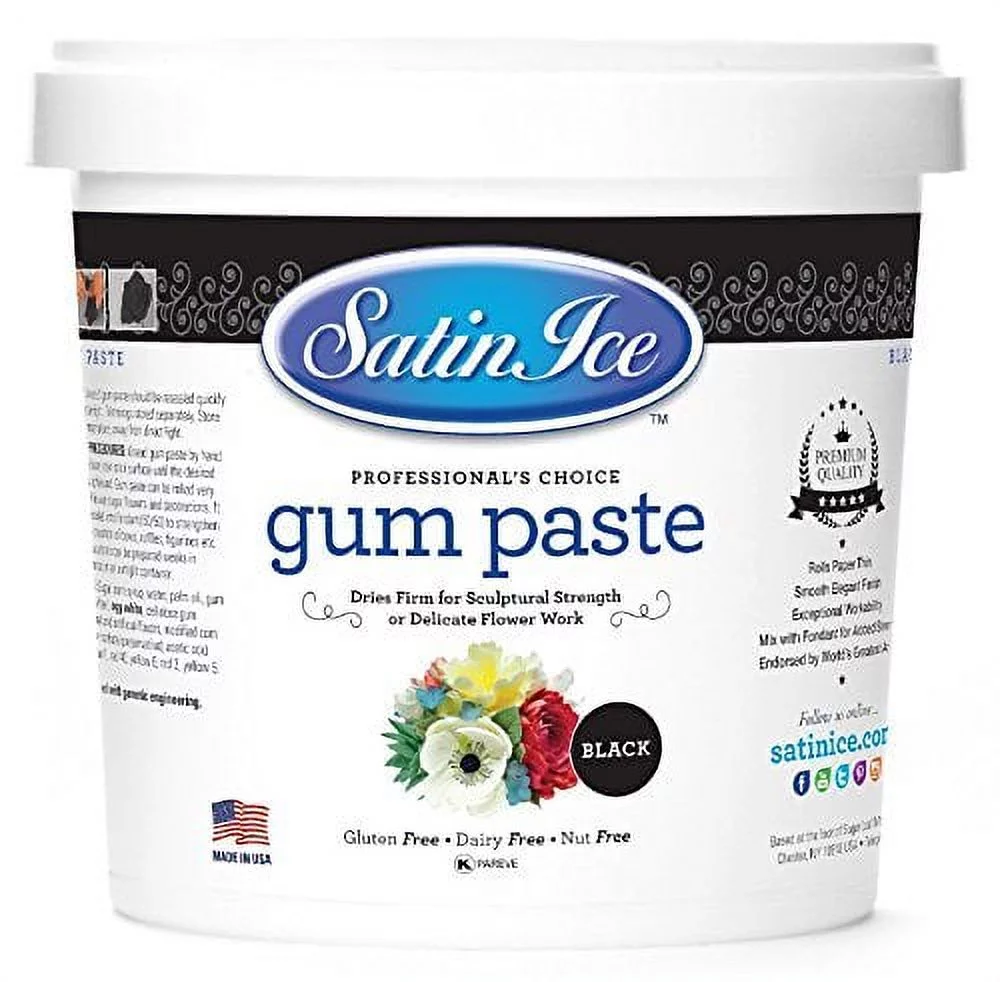 Satin Ice Black Gum Paste, Vanilla, 2 Pound