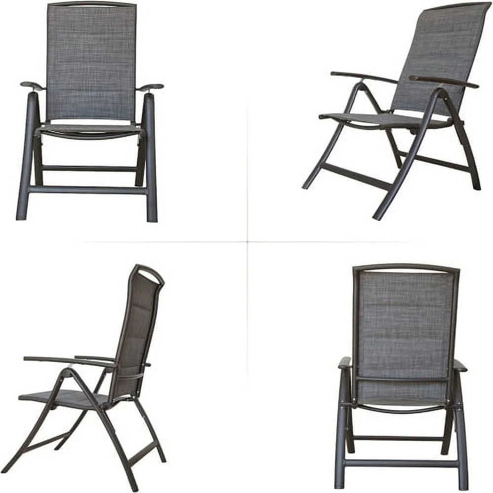 YPDCHB Folding Patio Chairs   Aluminium Frame Reclining Sling Lawn Chairs with Adjustable High Backrest  Patio Dining Chairs for Outdoor  Camping Porch (Double-Layered Textilene Fabric  2