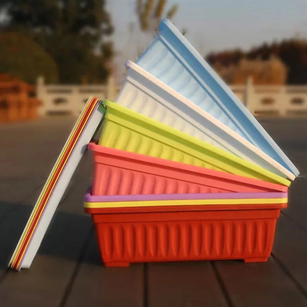 Dido 3pcs Resin Rectangular Planting Pot Drainage Hole Vegetable Flower Planter Home Garden Plant Tray Yellow 44x19x14cm