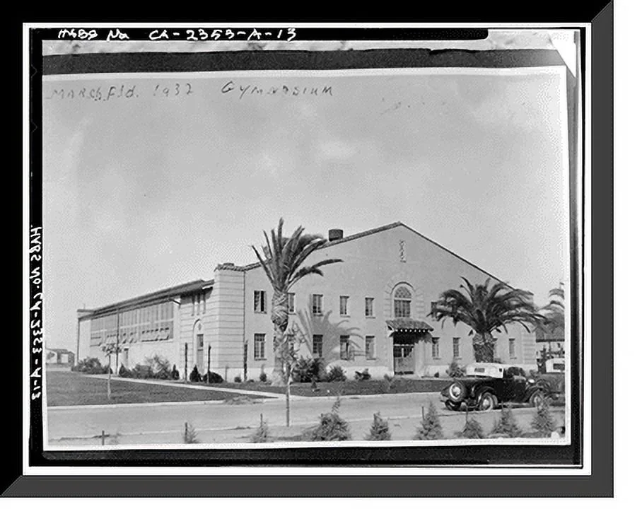 Historic Framed Print, March Air Force Base, March Field, Gymnasium, DeKay Avenue, Moreno Valley, Riverside County, CA - 13, 17-7/8