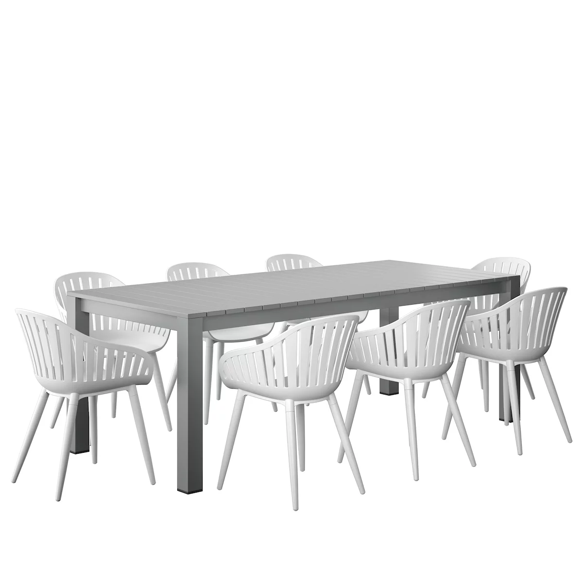 Amazonia Jackson 9- Piece Aluminium Grayey Table Outdoor Dining Set White