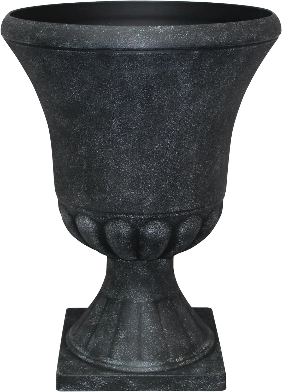 Winston 16 Inch x 21 Inch Urn Plastic Decorative Outdoor Planter for Porch, , or Garden with Removable Base, Matte Black