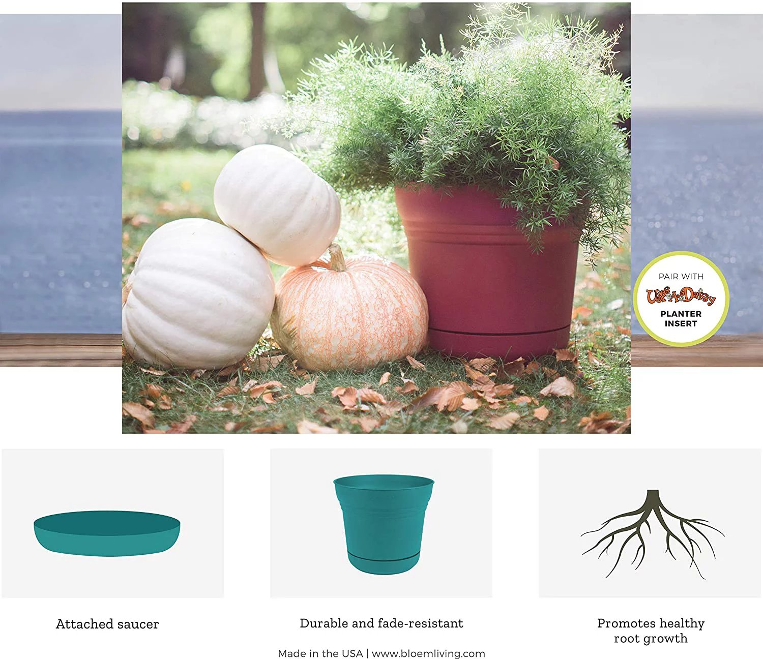 Bloem (#SP0745) Saturn Collection Planter with Saucer, Chocolate -7