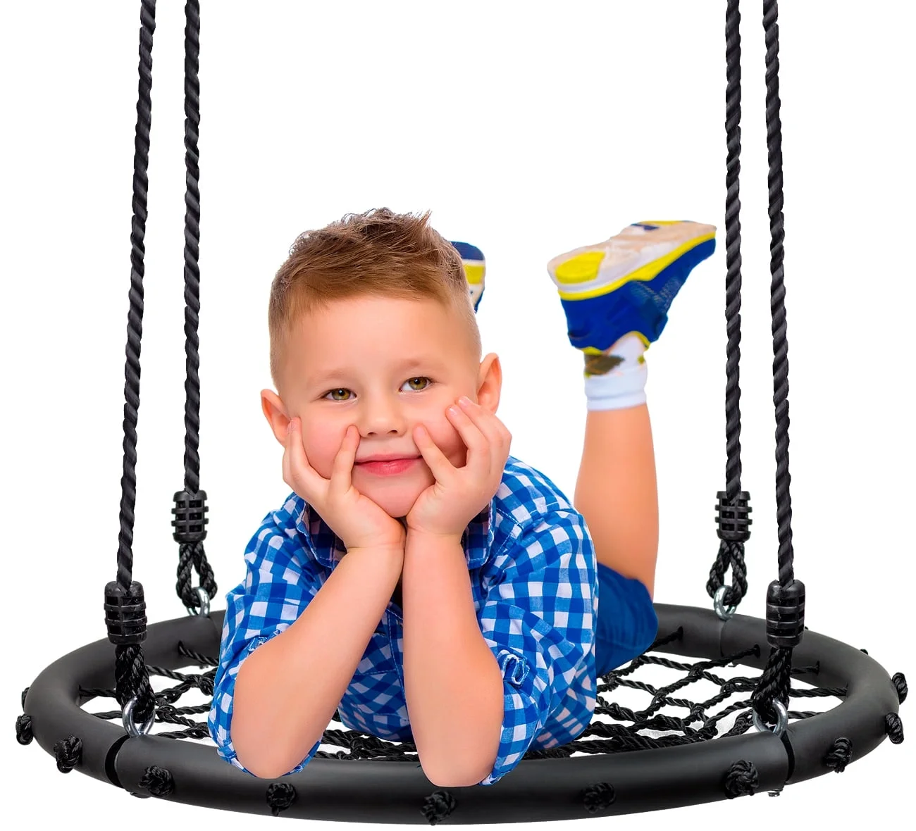 Sorbus Spinner Swing – Kids Indoor/Outdoor Round Web Swing – Great for Tree, Swing Set, Backyard, Playground, Playroom – Accessories Included