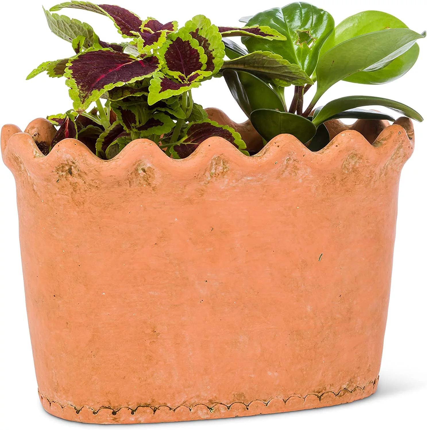 Tall Ruffled Oval Planter