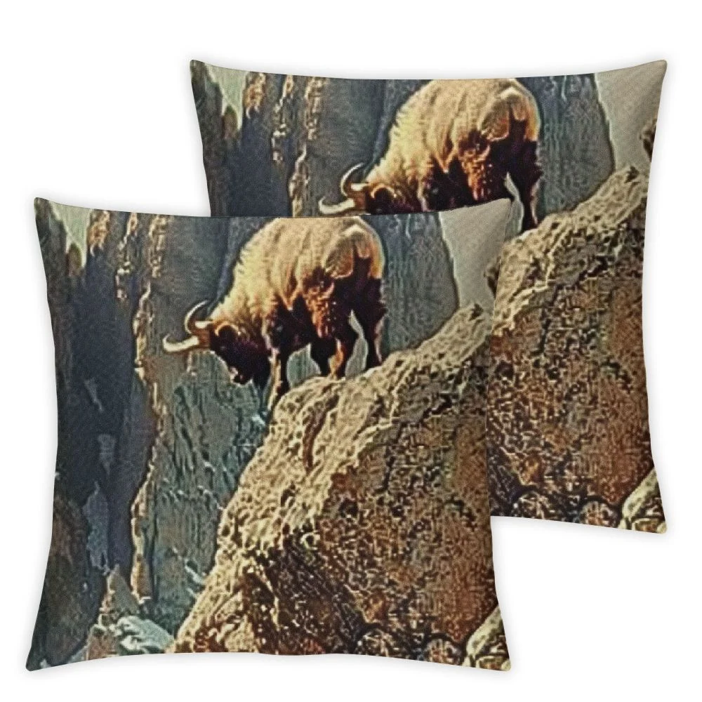 cffrgdeyh Decorative Throw Pillow Cover Cushion Case Linen Buffalo Open Wildlife Landscape Forest Af Wyoming Af West Mountains Outdoors Western Wild Farmhouse Pillow Cover  for Sofa Car White