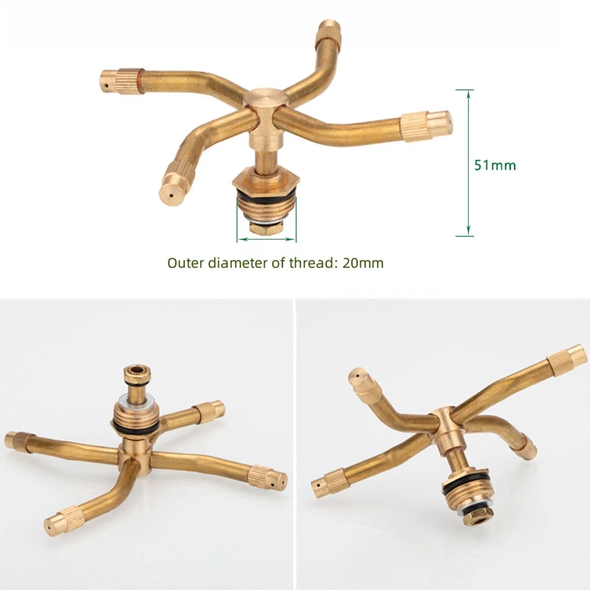 2/3/4 Arm 360° Automatic Rotating Irrigation Lawn Sprinkler Head Spray Nozzles