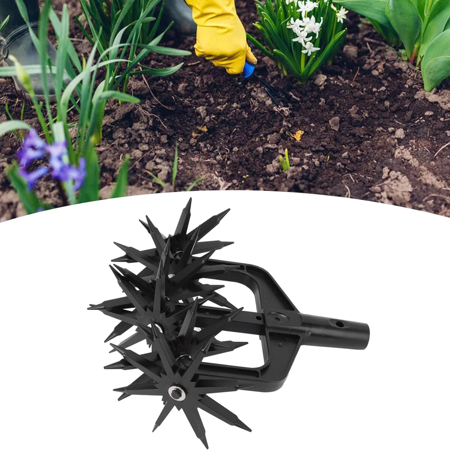 Durable Garden Soil Scarifier Rotary Cultivator Tool for Wear Resistant 2-in-1 Ventilated Tilling and Loosening in the Garden