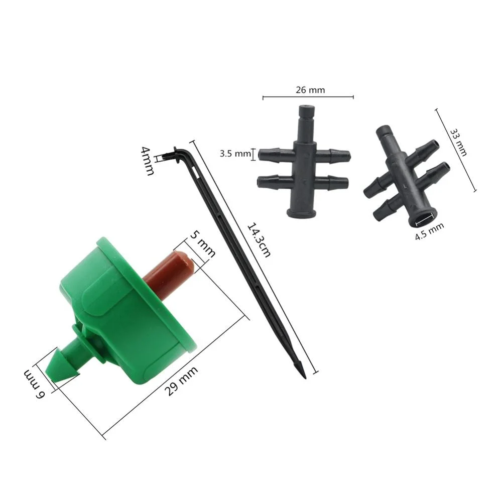 4-Way Curved Arrow Drip System 3/5mm Hose Drip Arrow Watering Kits with 2L/4L /8L Steady Flow Dripper Irrigation Device 20 Set