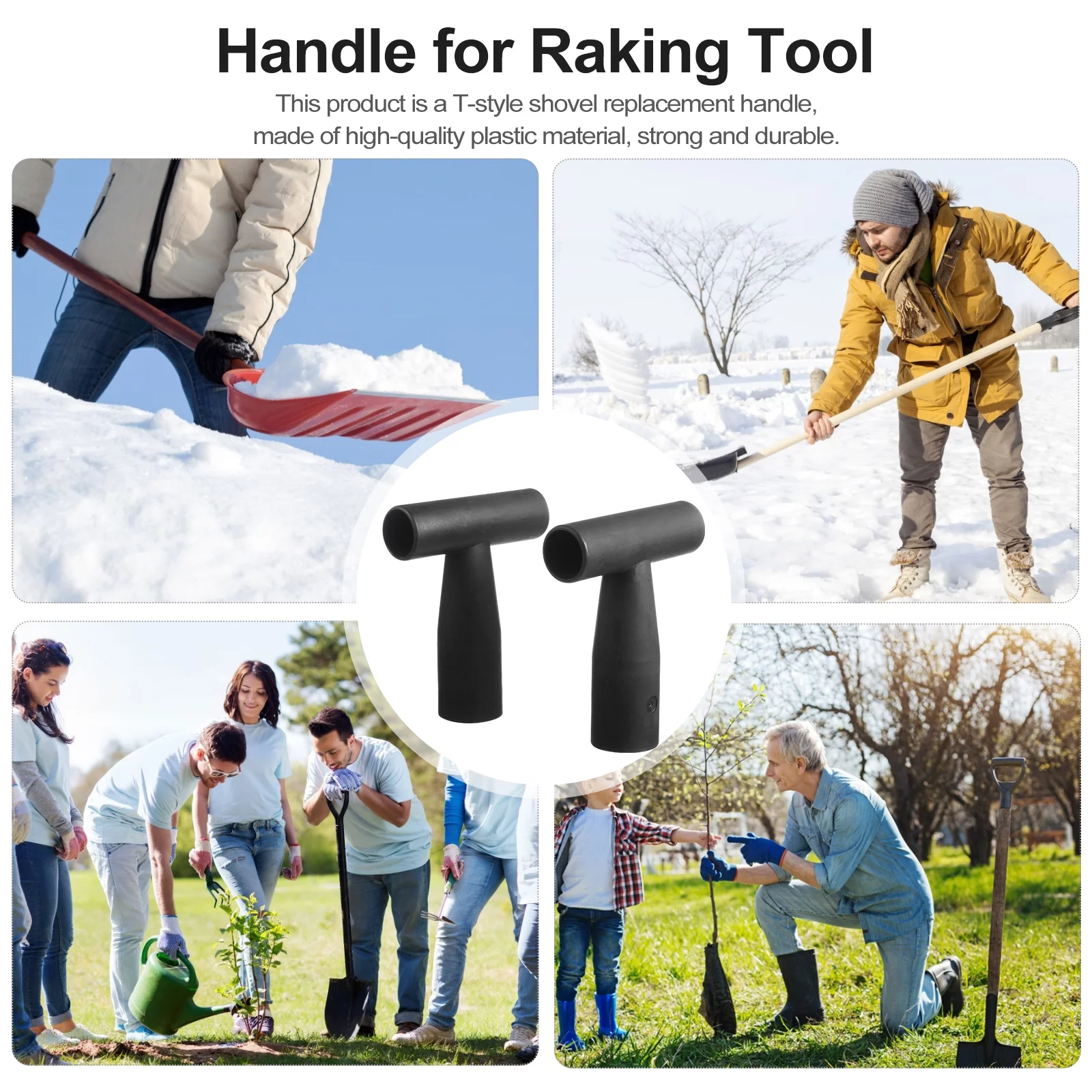 Qumonin Iron Shovel Handle Hoe Garden Tool 2pcs T-Shaped Plastic Grip Handles