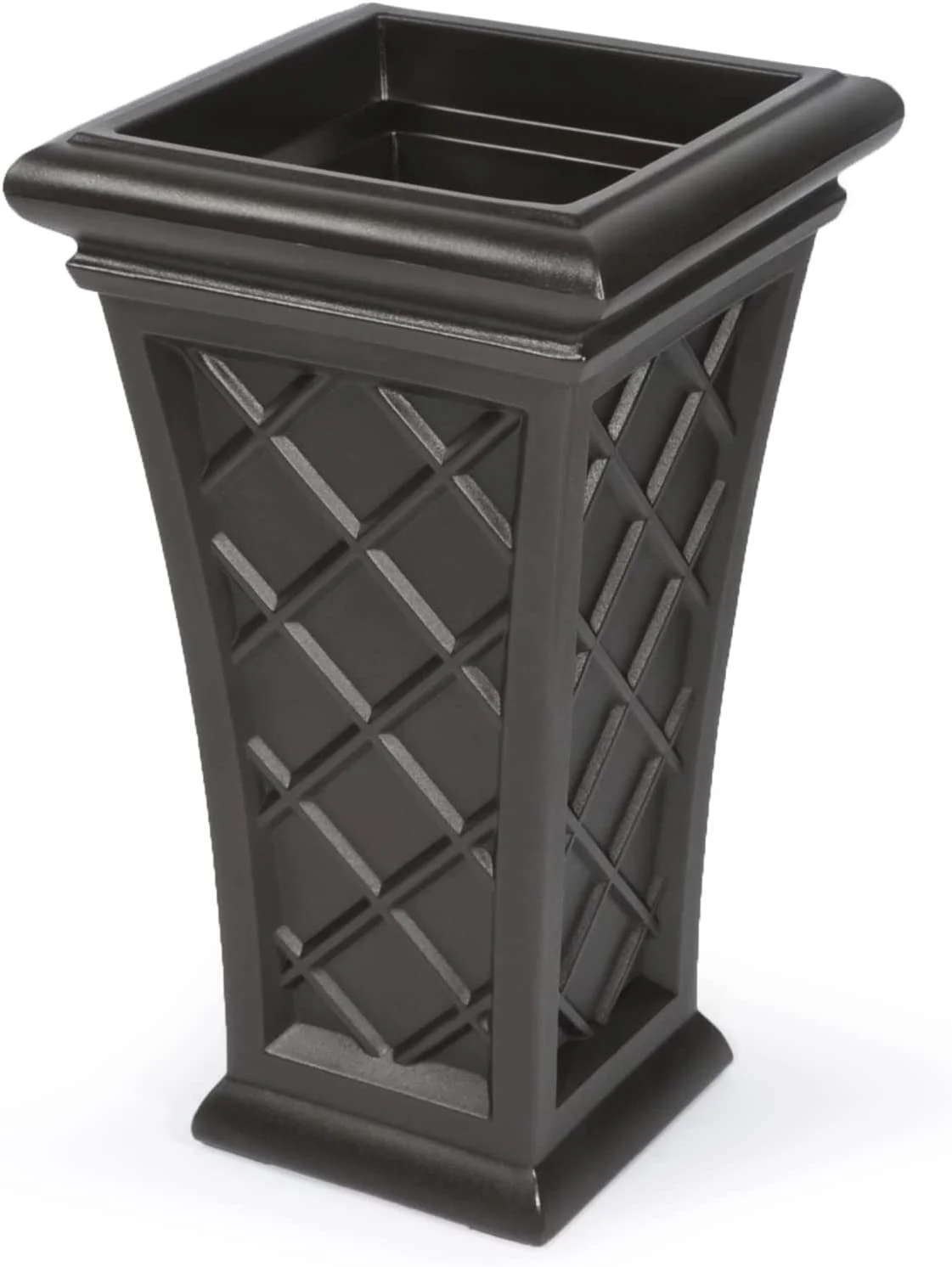 Georgian 28in Tall Planter - Espresso - 16in L x 16in W x 28in H - Polyethylene - Built-in Water Reservoir (5882-ES)