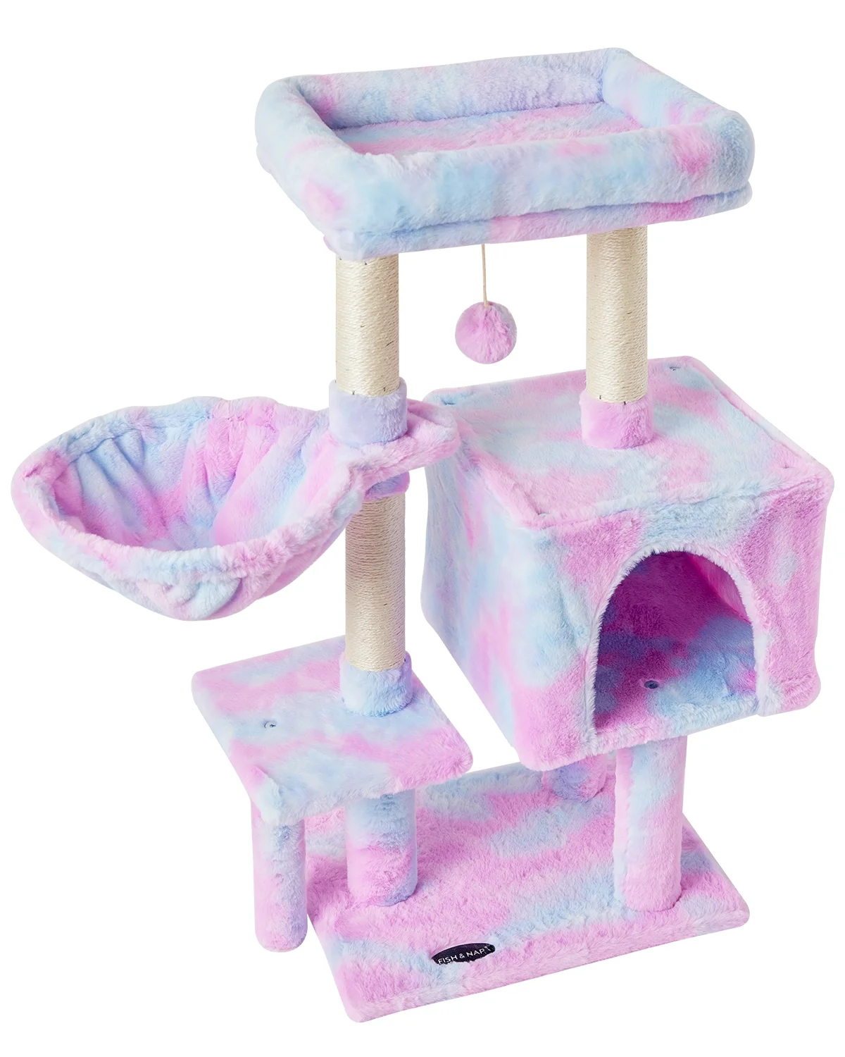 Cute Cat Tree Kitten Cat Tower for Indoor Cat Condo Sisal Scratching Posts with Jump Platform Cat Furniture Activity Center Play House Rainbow
