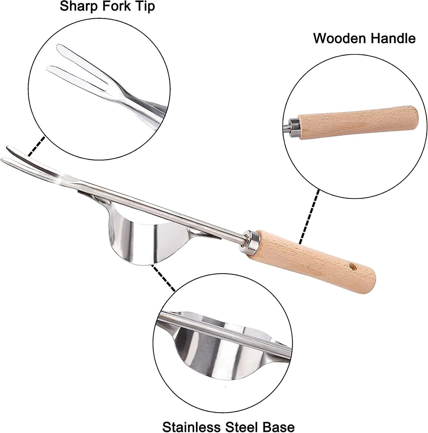 1pc Garden Manual Weeder Stainless Steel Weeding Tool With Wooden Handle Garden Tool 32cm Long