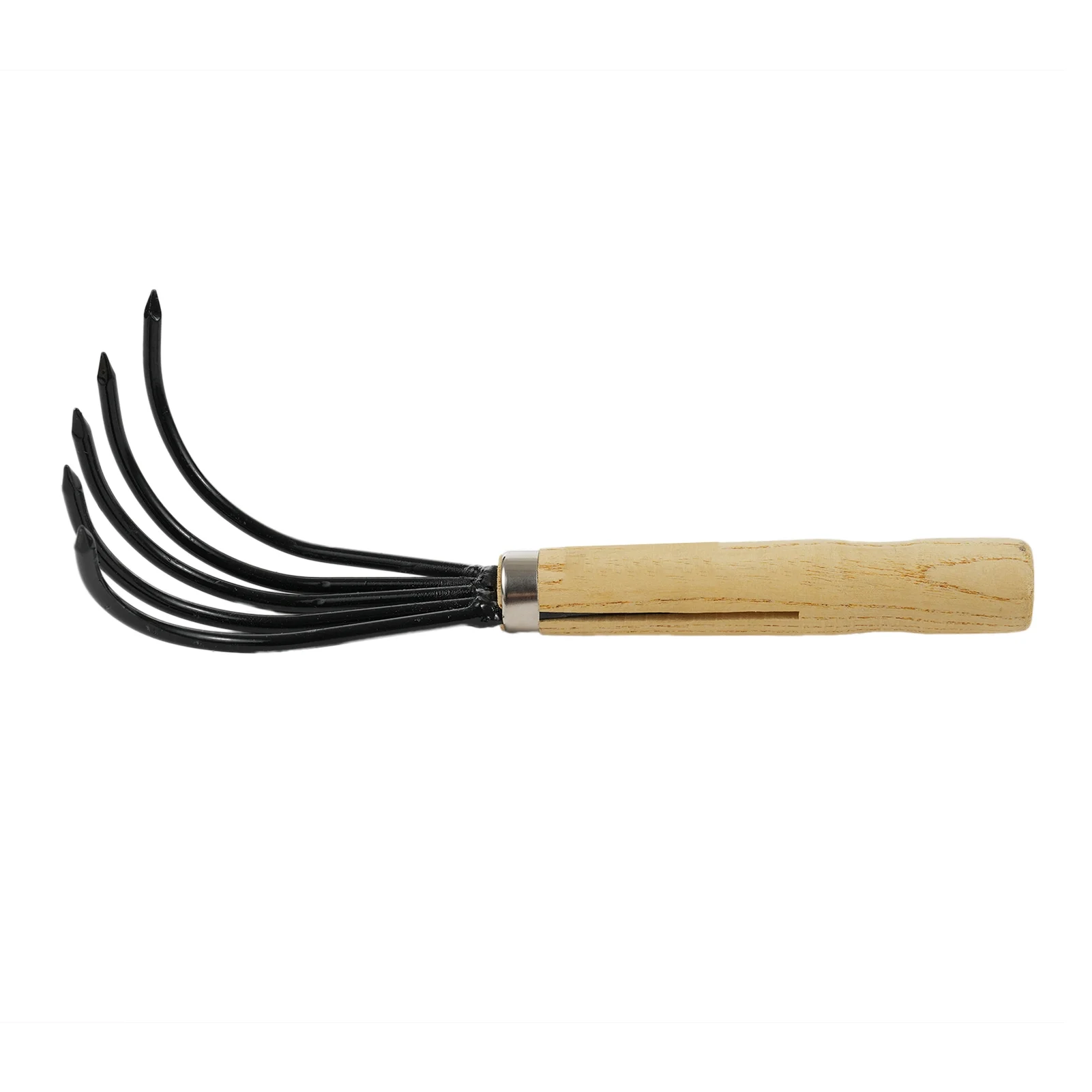 Shinysix Hand Cultivator Rake, Bendproof Garden Tool for Loosening Soil, Short Wooden Handle