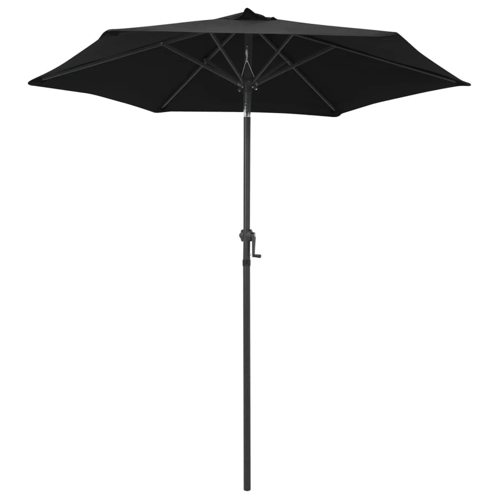 Dcenta Parasol with Aluminum Pole Folding Beach Umbrella Black for Patio, Backyard, Terrace, Garden, Poolside, Lawn,  78.7 x 83.1 Inches (Diameter x H)