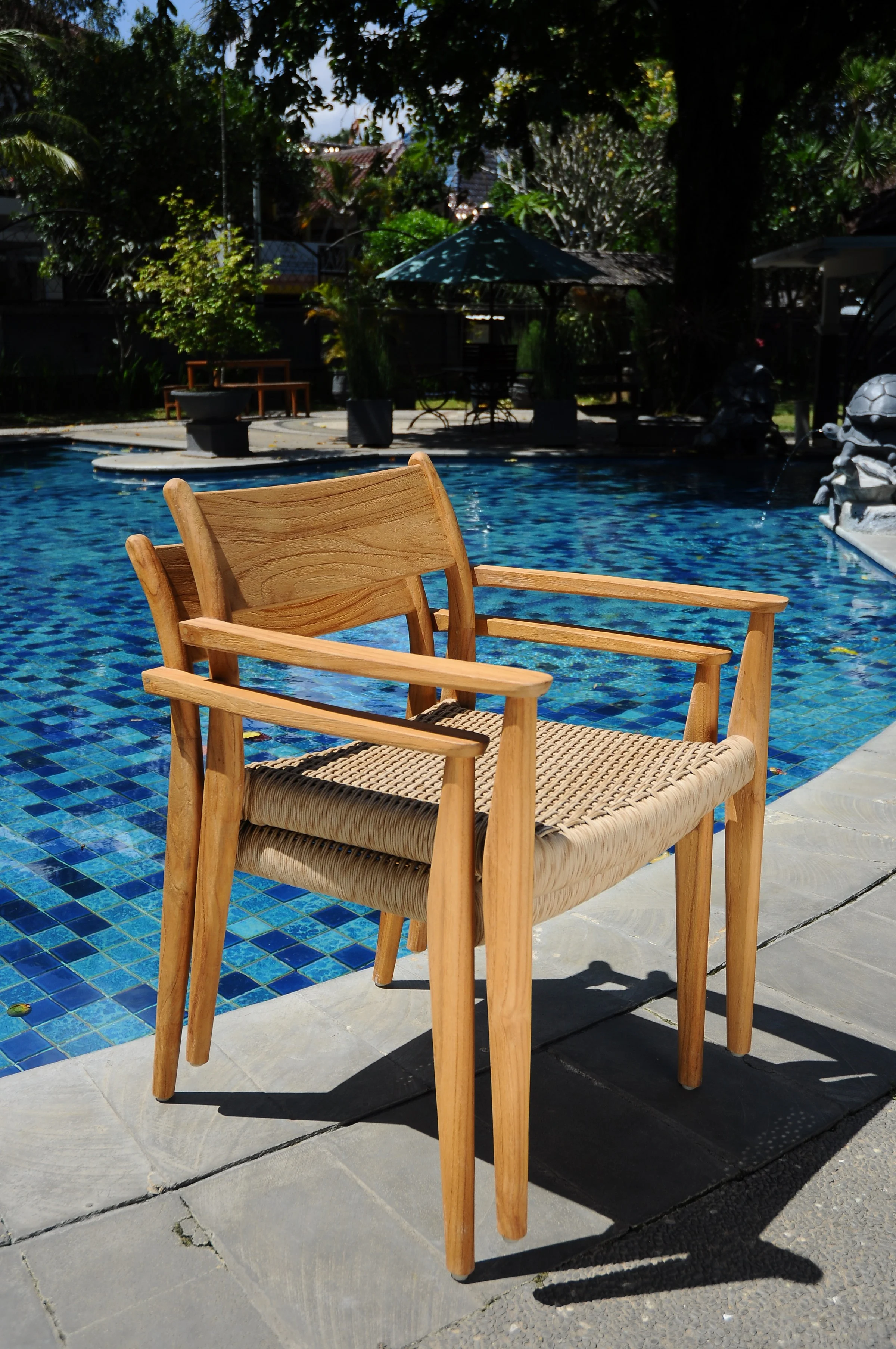 Qty 1 - Grade-A Teak Wood Luxurious Solo / Single Amilo Stacking Arm Chairs #56AMAA