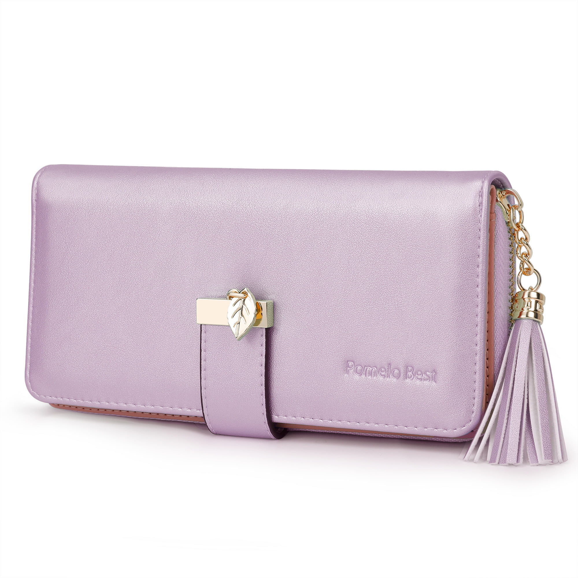 Pomelo Best RFID Wallets for Women with Multiple Card Slots and Fit Cellphone, Color Rose Gold