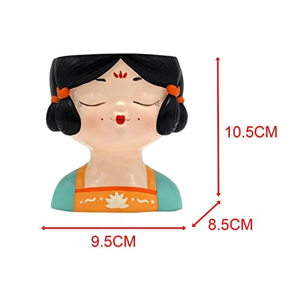 Head Planter Pot Flower Pot with Drainage Hole, Decorative Plant Pots Resin Face Flower Pot for Indoor Outdoor Plant