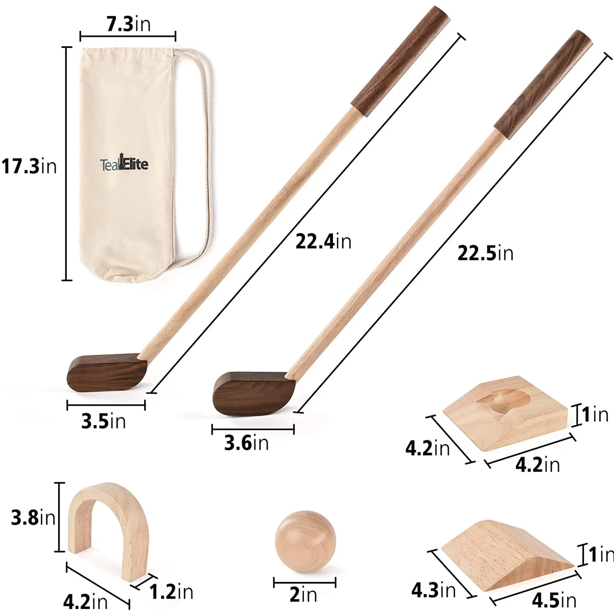 Teal Elite Natural Wood Mini Golf Set Kid Golf Game Play Set with Carrying Bag