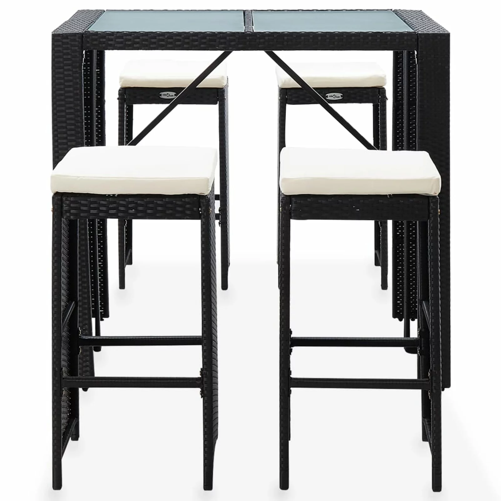 Suzicca 5 Piece Patio Bar Set Poly Rattan and Glass Black