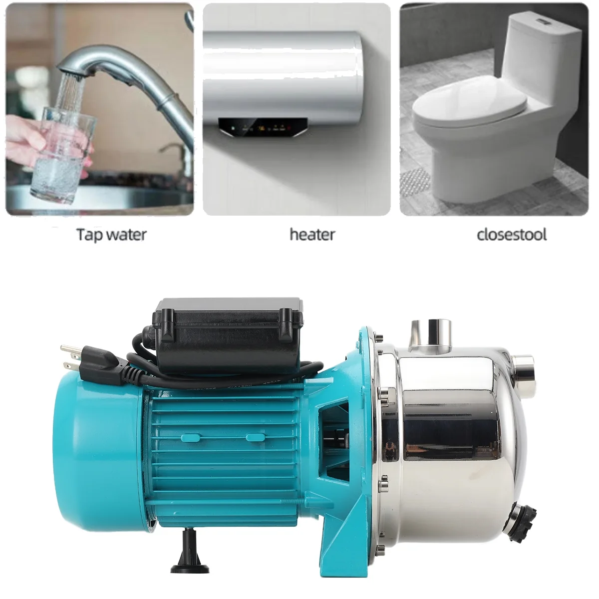 SUDEG 1HP Portable Garden Transfer Pump, Electric Sprinkler Booster Pump, Shallow Well Jet Pump for Home Lawn Irrigation and Water Draining