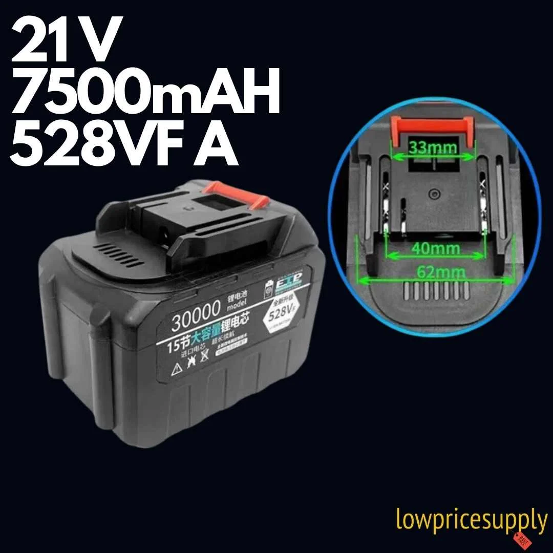 Turbo 21V Rechargeable Battery 7500mAh Lithium Ion Battery 528VF w/Lithium Battery Charger for Leaf Blower, Mini Saw, Chainsaws, Weed Wacker, Makita