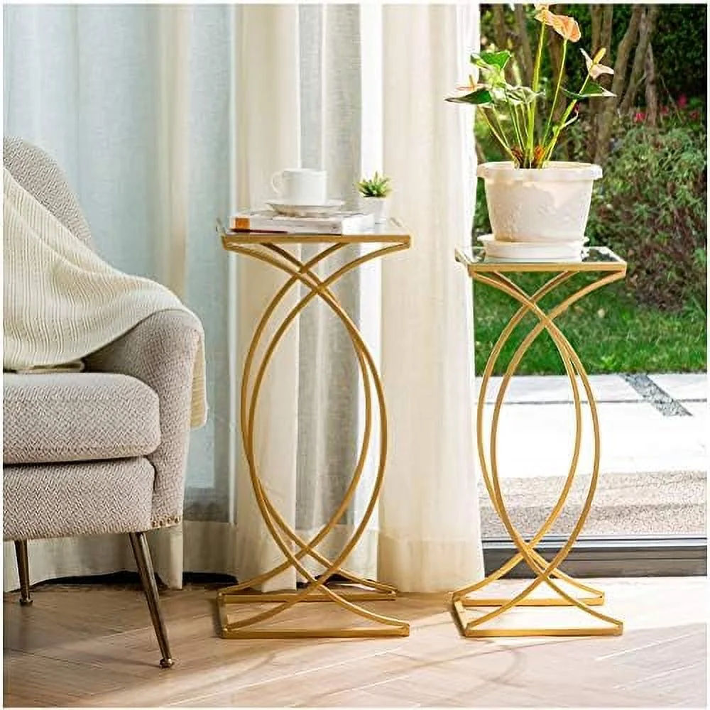 QYFZBIM Nesting  Decorative Accent Side End Tables Plant Stand Chair for Bedroom  Living Room  Home Office and Patio