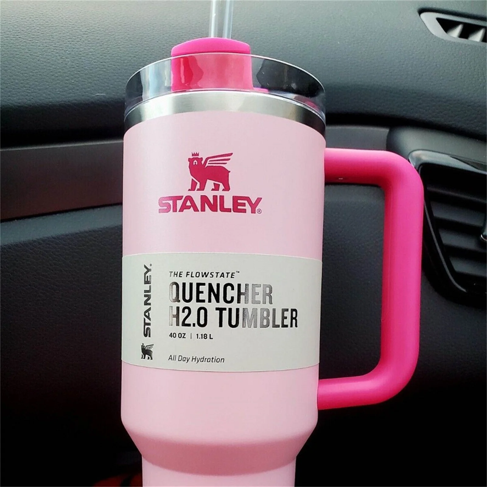 40oz Double Walled Stainless Steel Tumbler Water Bottle,H2.0 Insulated Tumblers with Handle & Straw Lid Car Mug Travel Coffee Cup