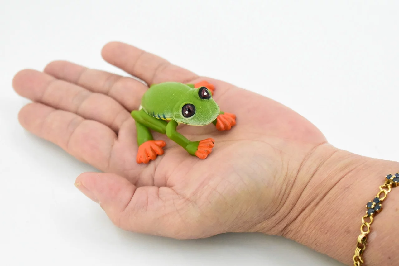 Orange Toed Frog Adjustable Posable Plastic Toy Realistic Rainforest Figure Model Replica Kids Educational Gift 2