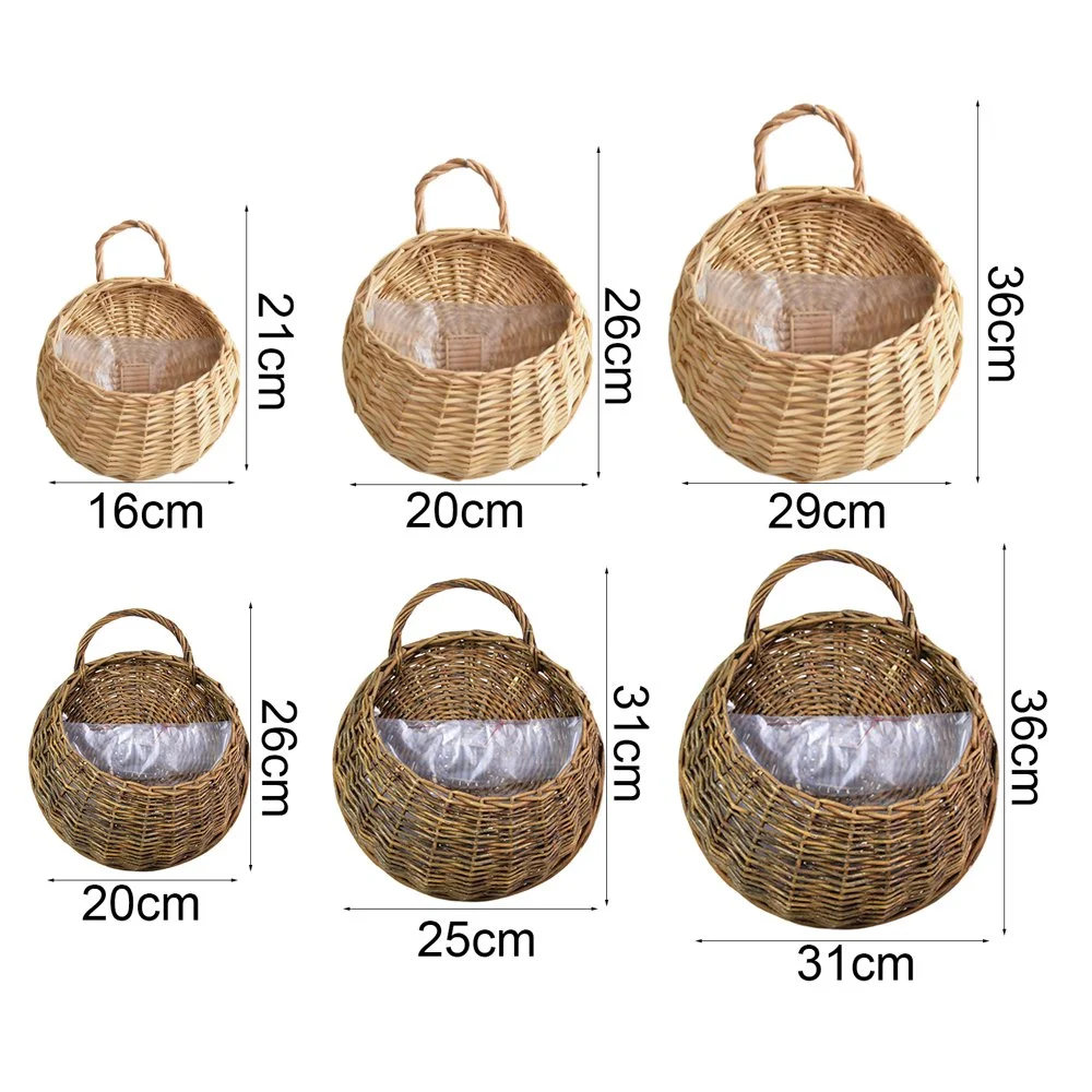 Lifestyle Rattan Wicker Hanging Flower Pot  Half Round Rattan Railing Planter  Hanging Planter with Removable An integral handle  Wall  Basket