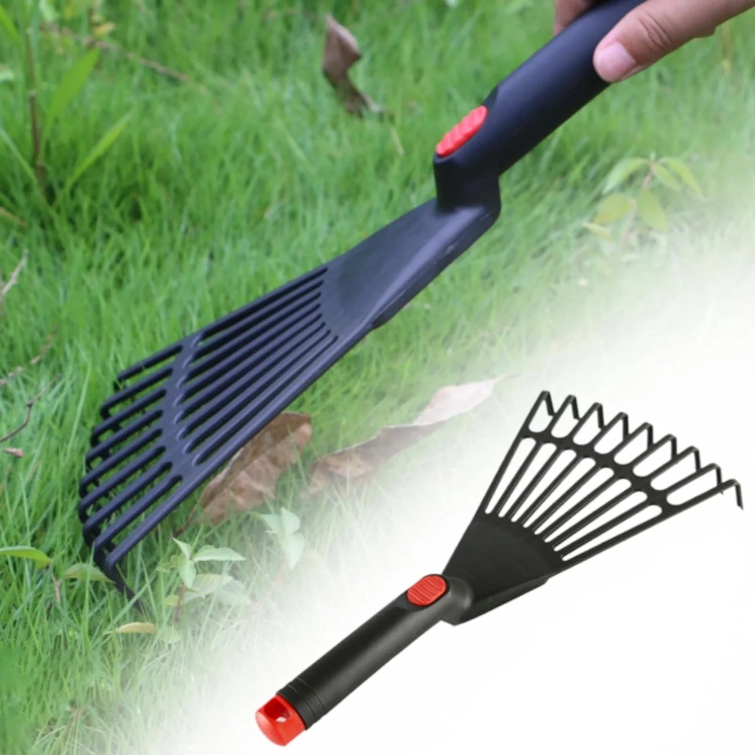 Garden Hay Fork Rake Head 2024 New Horticultural Small Rake Plastic Garden Rake Cultivator Plastic Rake Upgraded Edge Shovel Dead Leaf Rake Cultivator Hand Rake Took Bag (Black  One Size)