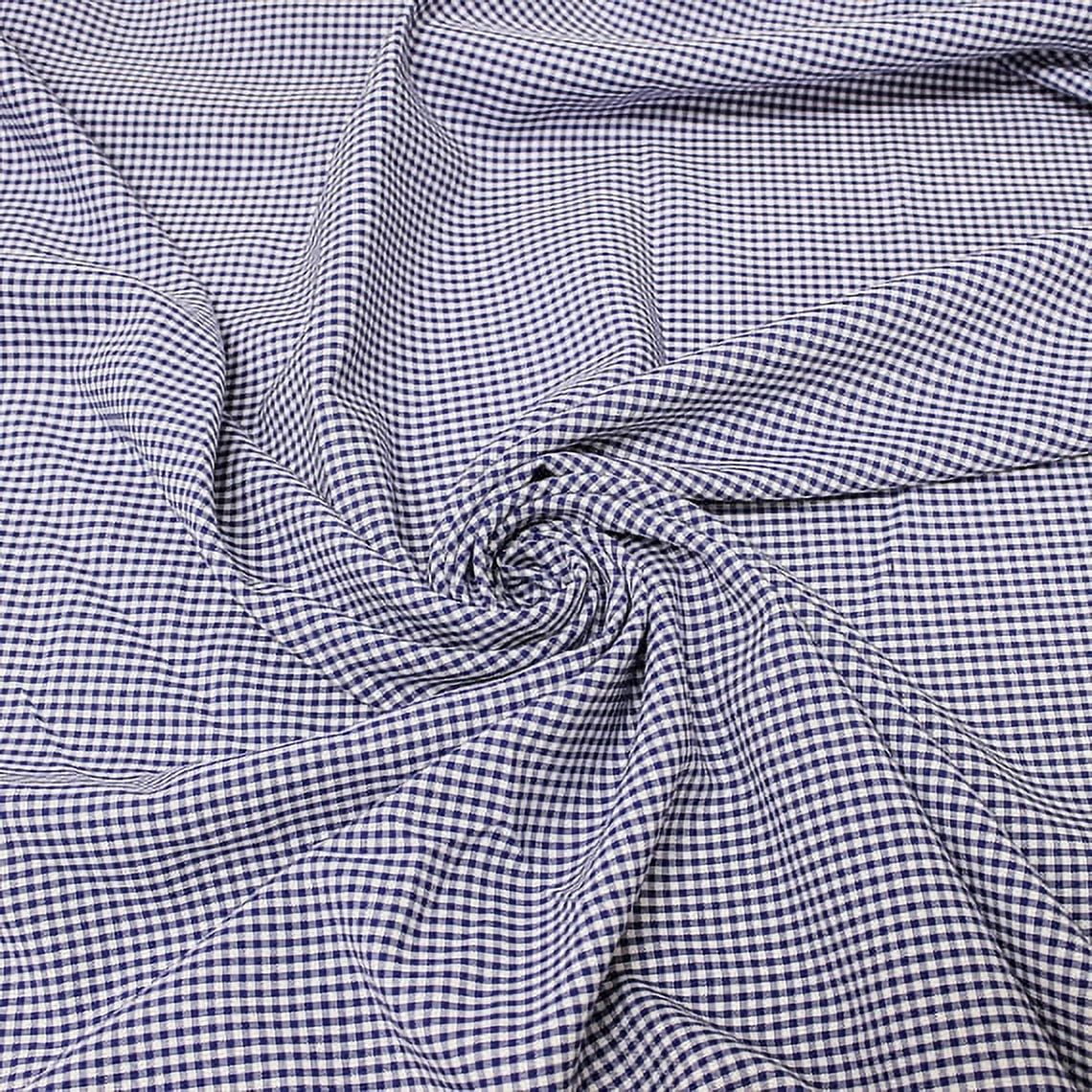 FREE SHIPPING!!! Royal Mini Checkered Gingham Poly Poplin Woven Fabric by the Yard