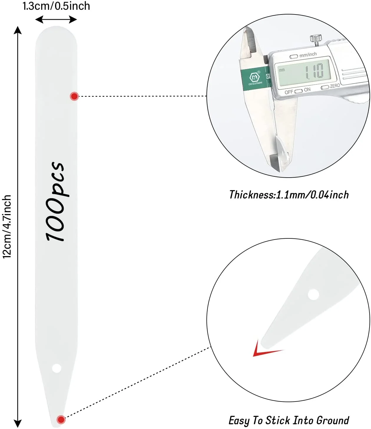 KINGLAKE 100 Pcs 4.7 Inch Thick Plastic Plant Garden Labels Nursery Garden Labels Stake Tags Plant Name Tags Waterproof Plant Tags Plant Identification Stakes Tags for Seedling,Vegetable White